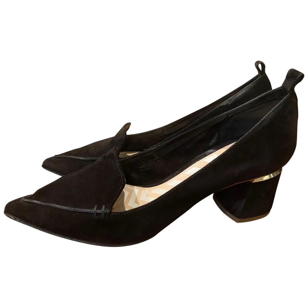 NICHOLAS KIRKWOOD Black Suede “Beya” Block Pointy Heel Pumps Sz 38.5